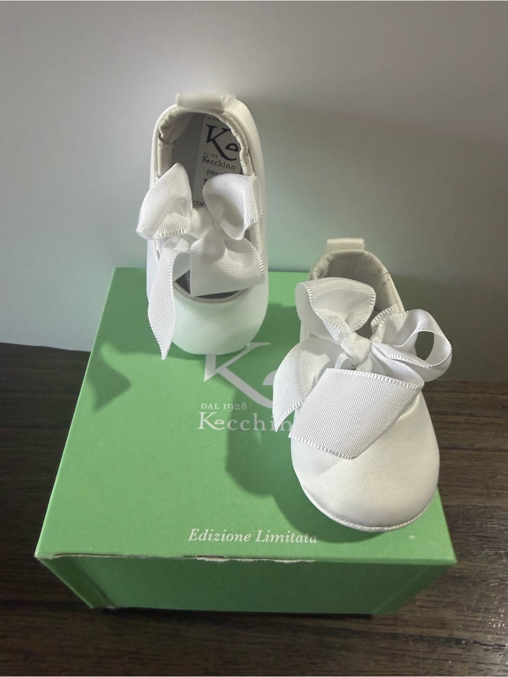 NIB Kecchino Luxury Italian White Baptism Shoes 0-3M